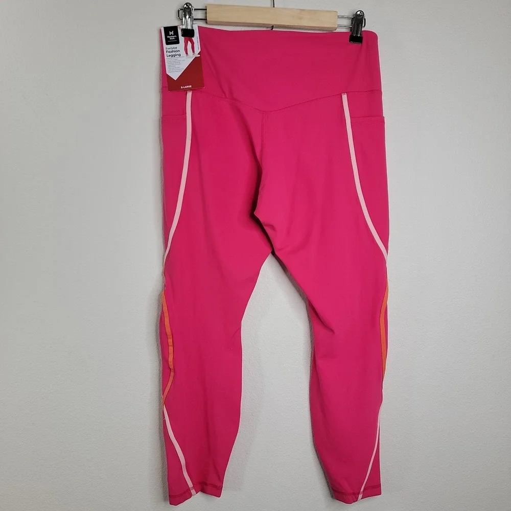 Members Mark‎ Womens XL Leggings Pink Athletic Workout Yoga Pockets High Rise
